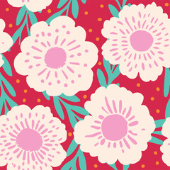 Vector Doodle Drawing Abstract Floral Seamless Surface Pattern for Products or Wrapping Paper Prints.