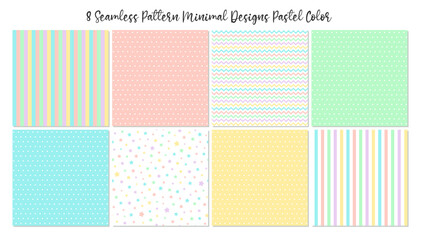 Cute seamless pattern pastel color minimal design spring background collection. Easter palette soft candy colors. 