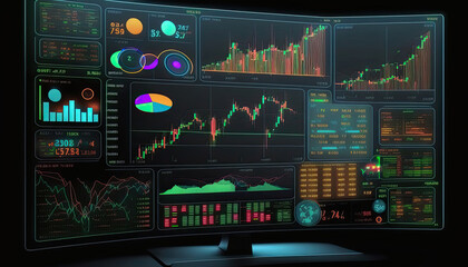Stock market financial statistics on screen.Stock market trading investment candlestick graph.stock market analysis