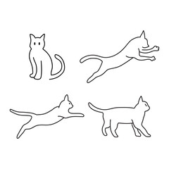 cute cat hand drawn icon vector set line art illustration