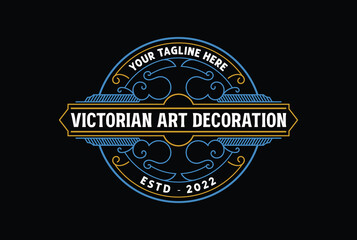 Vintage Retro Art Deco Ornament Border Frame Royal Badge Emblem Stamp Label Logo Design Vector