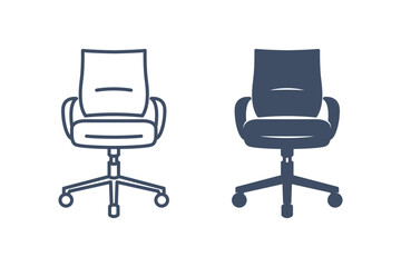 Office chair icon. Linear icon and glyphicon. Business equipment. Armchair. Vector isolated illustrations