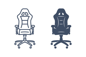Gaming chair icon. Linear icon and glyphicon. Esports equipment. Armchair. Vector isolated illustrations