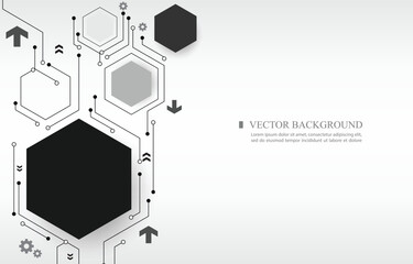 White technology vector background.computer network.geometric hexagon shape.conection concept