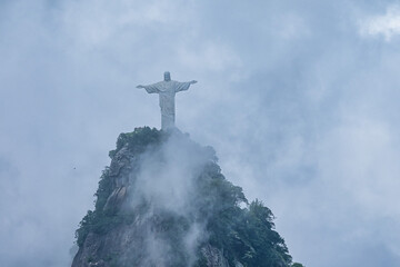 View of Christ Redeemer and Corcovado Mountain at Rio de Janeiro, Brazil