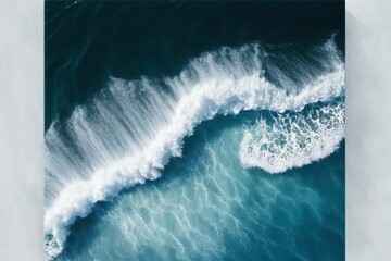 Ocean sea water top view with white wave splashing. Generative AI