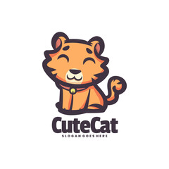 Cute Cat Logo Vector