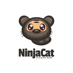 Ninja Cat Logo Vector