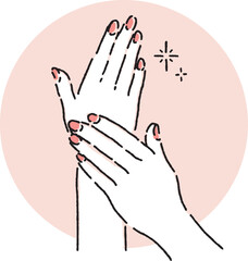 Illustration of hands about skin care and beauty.