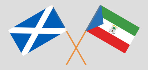 Crossed flags of Scotland and Equatorial Guinea. Official colors. Correct proportion