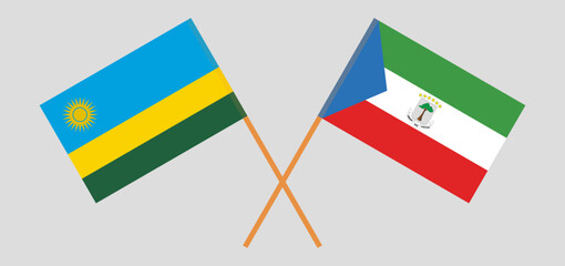 Crossed flags of Rwanda and Equatorial Guinea. Official colors. Correct proportion