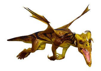 3D Rendering Fairy Tale Dragon on White