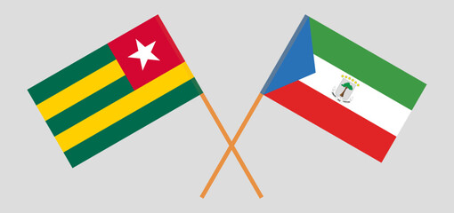 Crossed flags of Togo and Equatorial Guinea. Official colors. Correct proportion