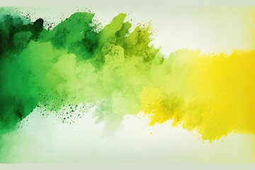 Abstract yellow and green watercolor paint background. Generative AI