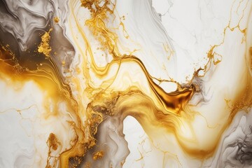 Abstract golden watercolor marble background. Generative AI