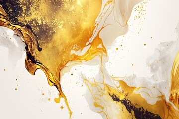 Abstract golden watercolor marble background. Generative AI