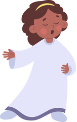Angel child singing song at choir flat icon