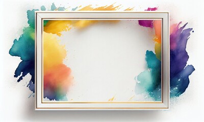 colorful watercolor background, watercolor paint with copy space, frame border, Generative AI