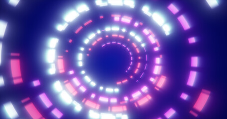 Abstract round swirling rings HUD elements blue and purple from flying particles glowing energy scientific futuristic hi-tech background