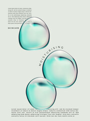 Vector Minimalist Abstract Water Drops Poster, Book Cover or Advertisement Background. Light Blue.