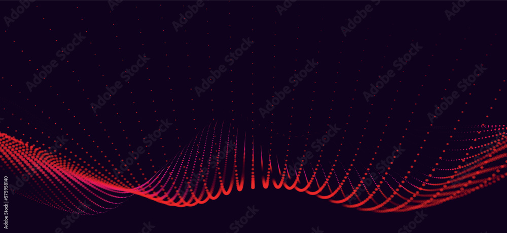 Poster abstract digital particle wave. futuristic dotted wave. technology background vector. vector illustr