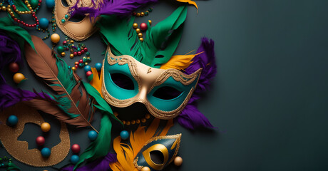 Carnival mask background. Mardi gras party celebration. Generative ai - obrazy, fototapety, plakaty