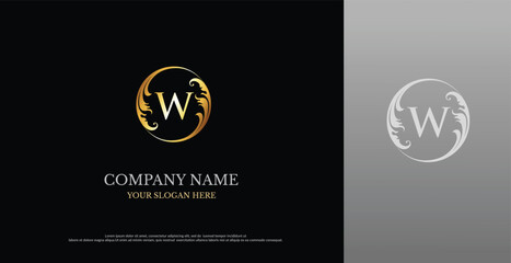 Letter W Logo With Luxury Ornament