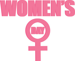 Women's DayGreeting card with pink sign. Vector illustration