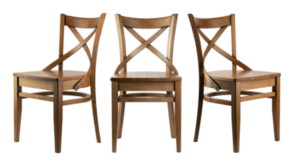 handmade wooden chair made of solid oak, isolated on a white background