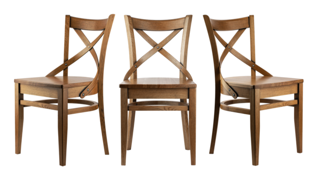 handmade wooden chair made of solid oak, isolated on a white background