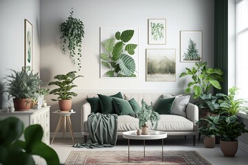 Elegant living room with plants Interior