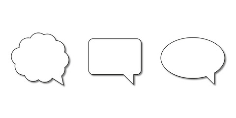 Speech Bubble set transparent background. Empty comic bubbles with shadows. © Rizq