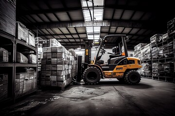 Loader In The Goods Warehouse. Generative AI