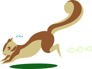 汗をかいて走って逃げるリス