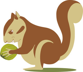 手に持った胡桃をかじるリス