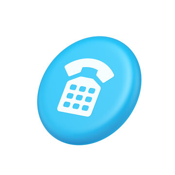 Phone customer support call contact connect button retro telephone handset 3d isometric realistic icon