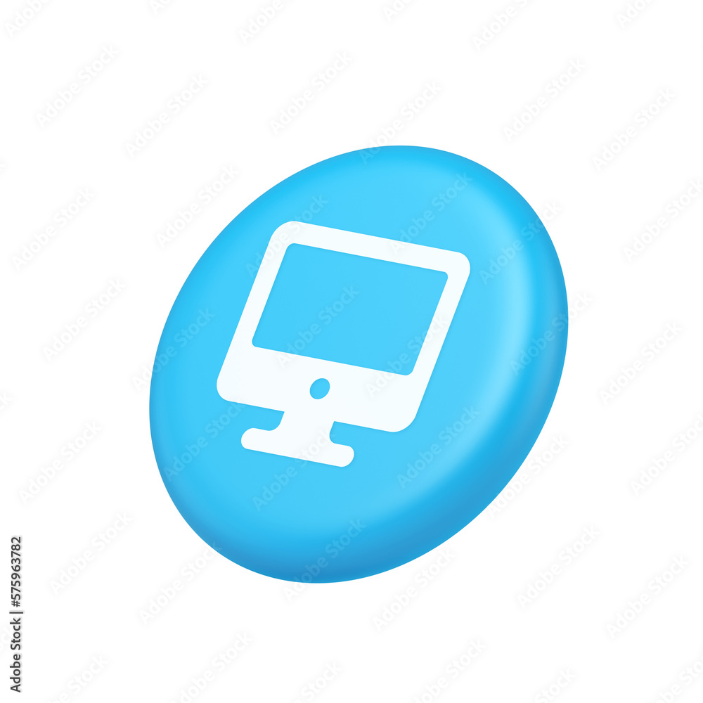 Poster computer monitor connection button cyberspace digital technology 3d isometric realistic icon