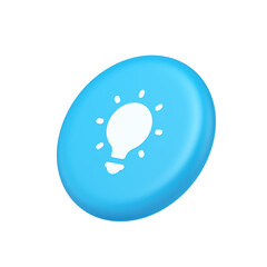 Light bulb illuminated innovation idea button brainstorming creative solution 3d side view icon