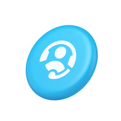 Customer support helpdesk assistance button call helpline connection 3d isometric realistic icon