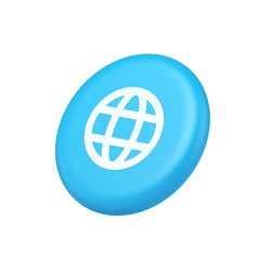 Global internet connection GPS planet button network web business communication 3d side view icon