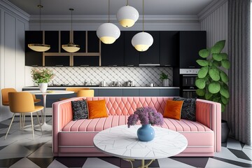 Contemporary interior design of the living room