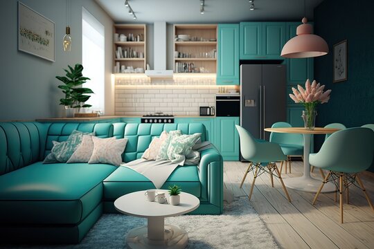 Contemporary interior design of the living room