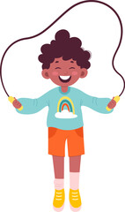 Happy child jump rope flat icon Leisure time