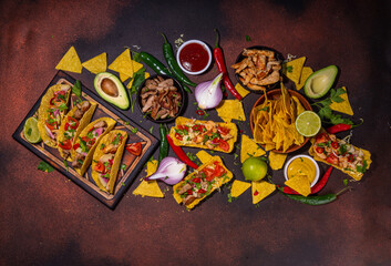 Taco, nachos mexican street food