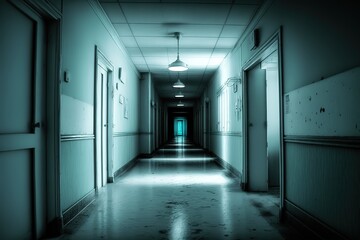 Deep hospital corridor detail of a corridor