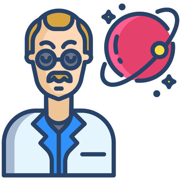 scientist with planet icon clip art preview