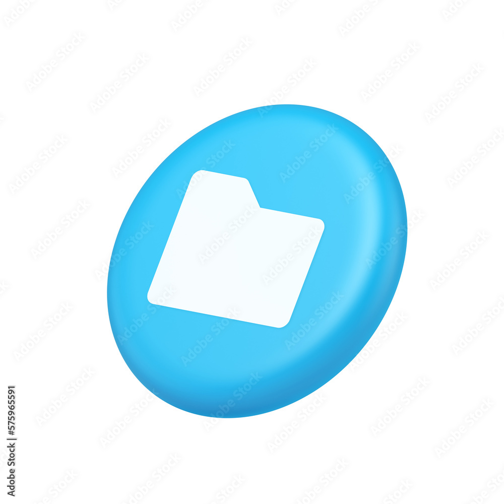 Poster file folder archive directory button cyberspace digital document storage organizing 3d side view ico