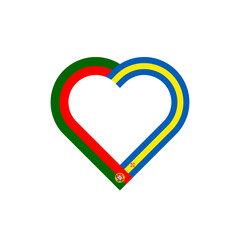 unity concept. heart ribbon icon of portugal and madeira flags. PNG