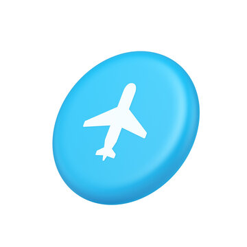 Airplane online check in button digital service passenger registration 3d isometric realistic icon