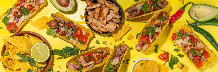 Taco, nachos mexican street food